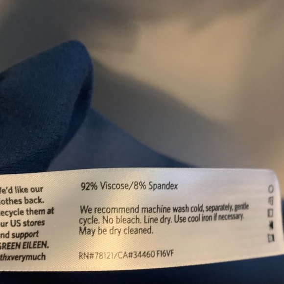 Eileen Fisher Midi Dress Size S Blue Viscose Spandex Stretch High Low Minimalist - Picture 6 of 6